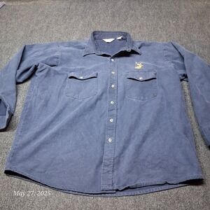 VTG Winter Run Chamois Cloth Flannel Shirt Size XL Blue Buck Embroidered